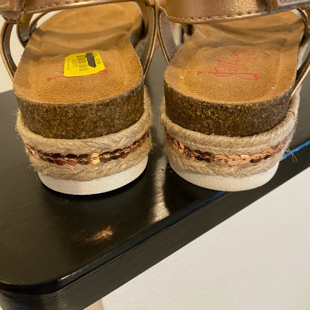 Jellypop Girls Light Gold Lanza Espadrille Platform Sandals - 1